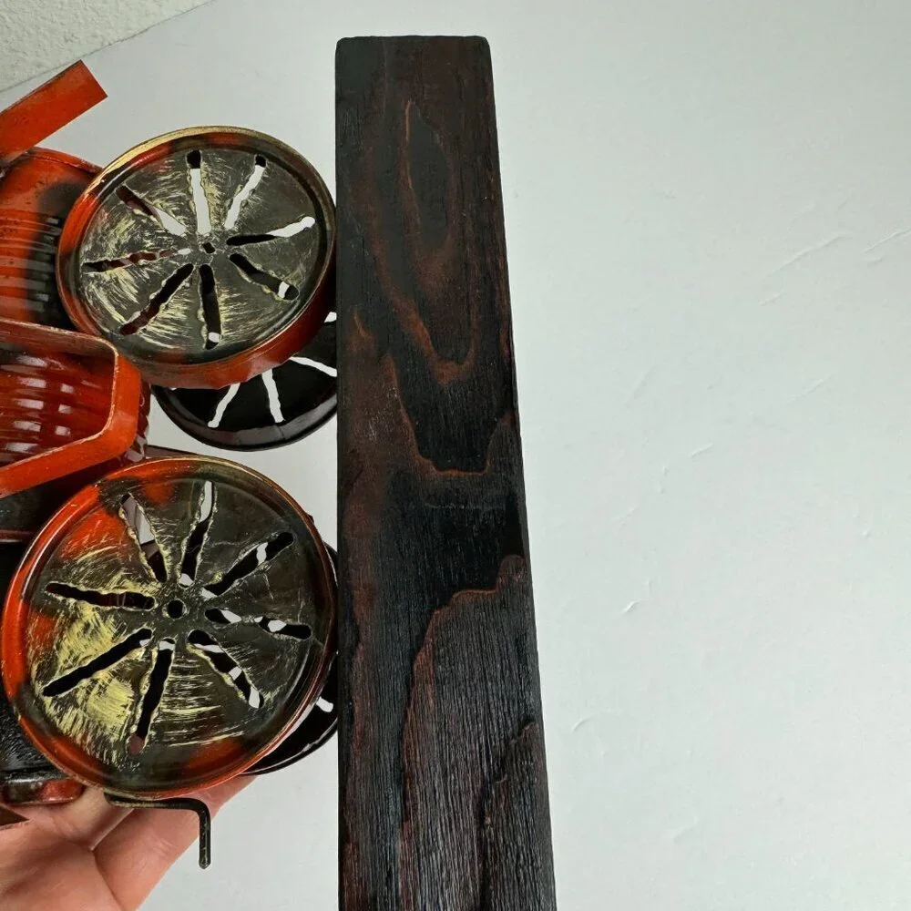Vintage Metal Train by ORTMAN  Wooden stand